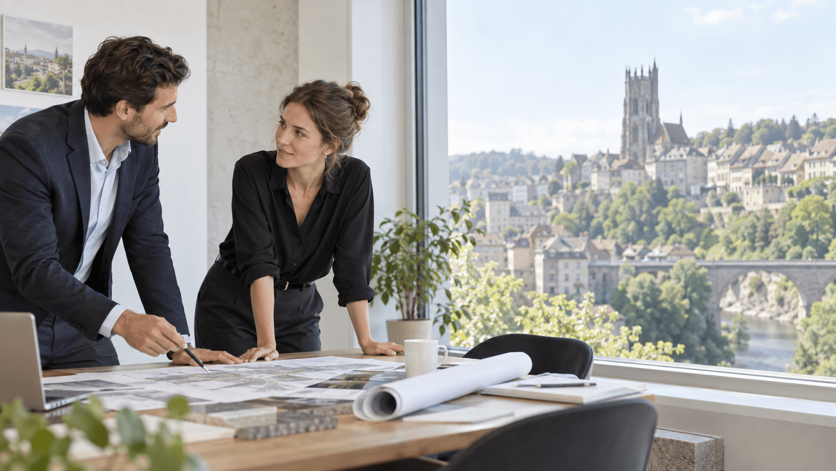 Consultants en réunion à Fribourg